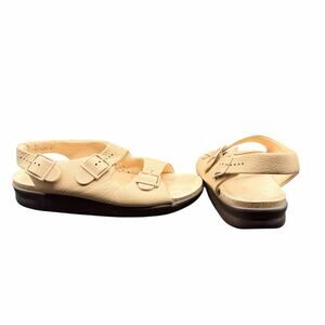 SAS Comfort Sandals Womens 10W Beige Leather Adjustable Buckle Orthopedic